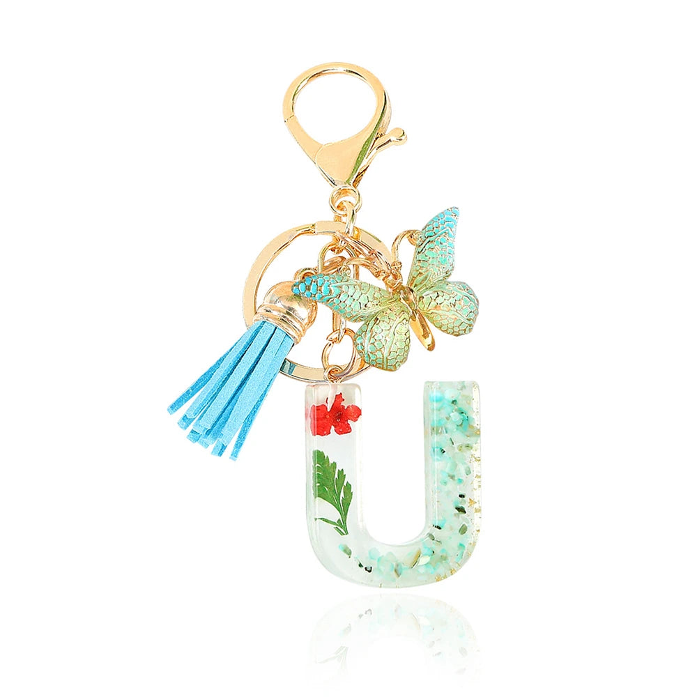 Green Letter Keychain Bag Charm