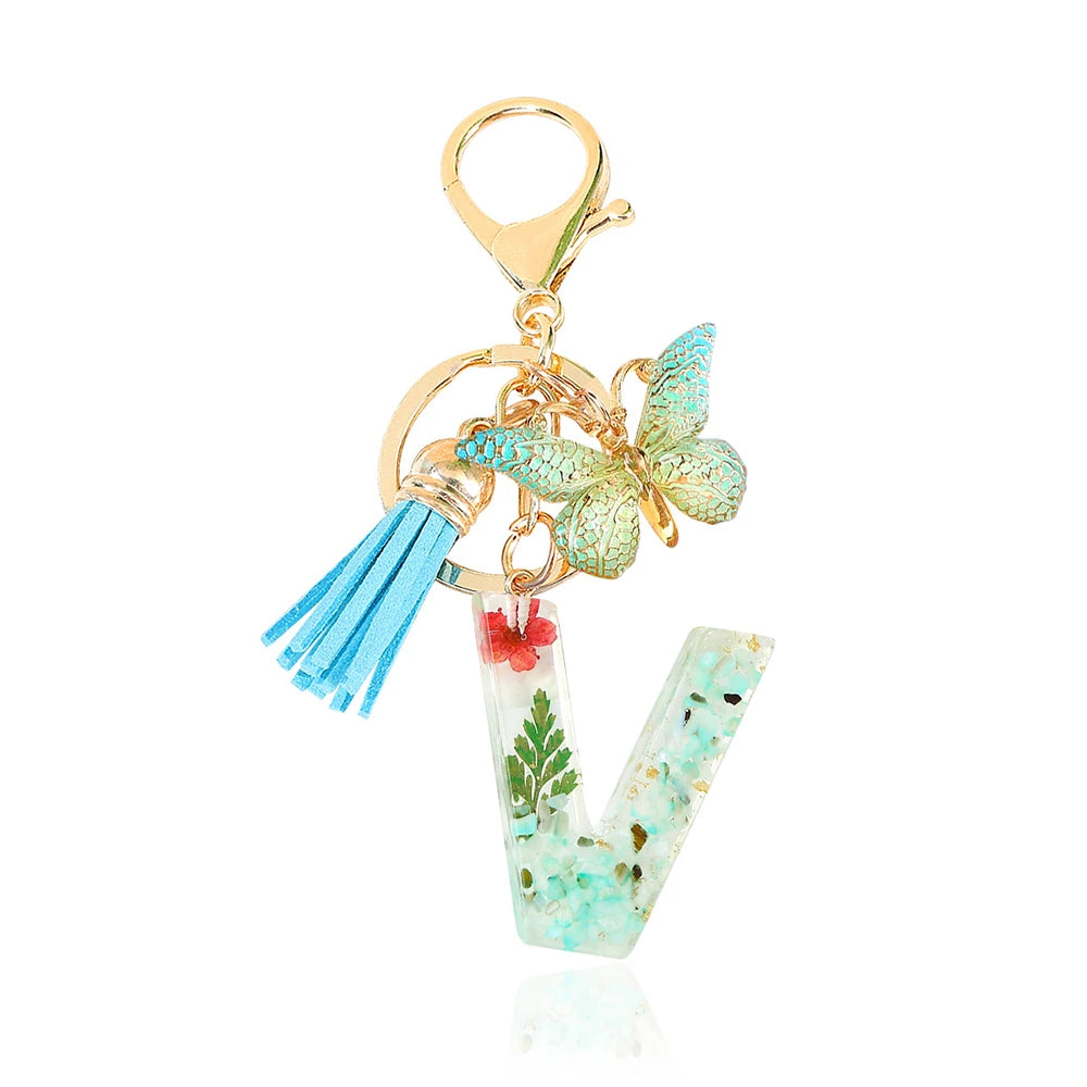 Green Letter Keychain Bag Charm