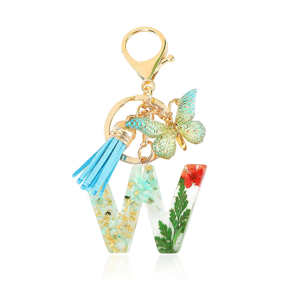 Green Letter Keychain Bag Charm