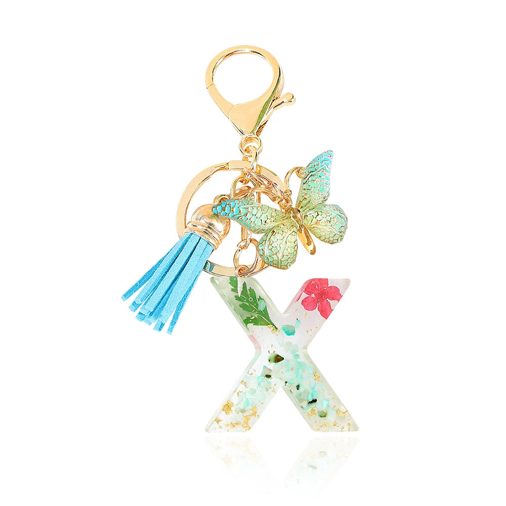 Green Letter Keychain Bag Charm