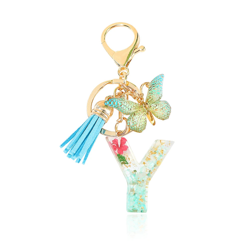 Green Letter Keychain Bag Charm