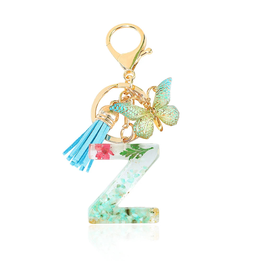 Green Letter Keychain Bag Charm