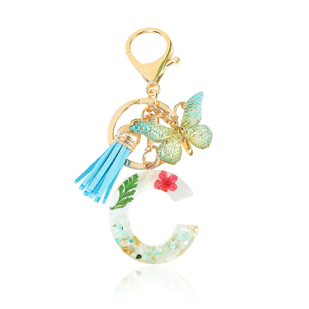 Green Letter Keychain Bag Charm
