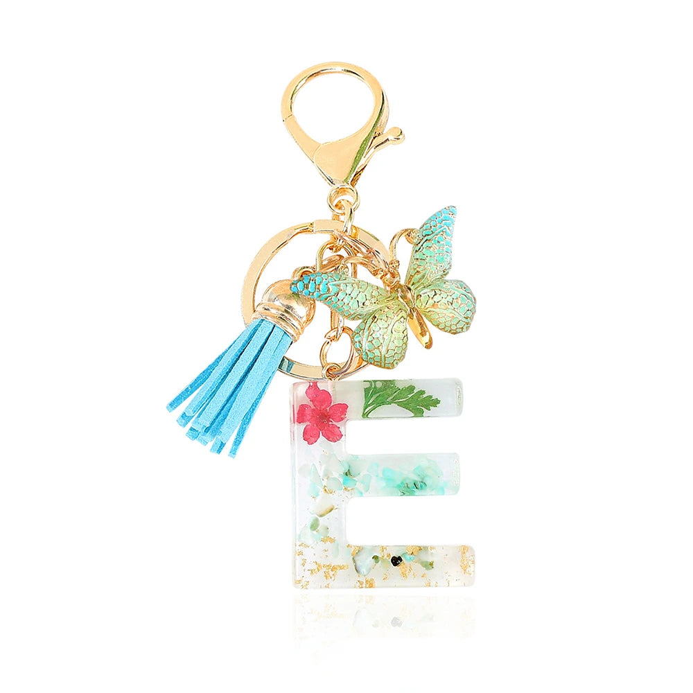 Green Letter Keychain Bag Charm