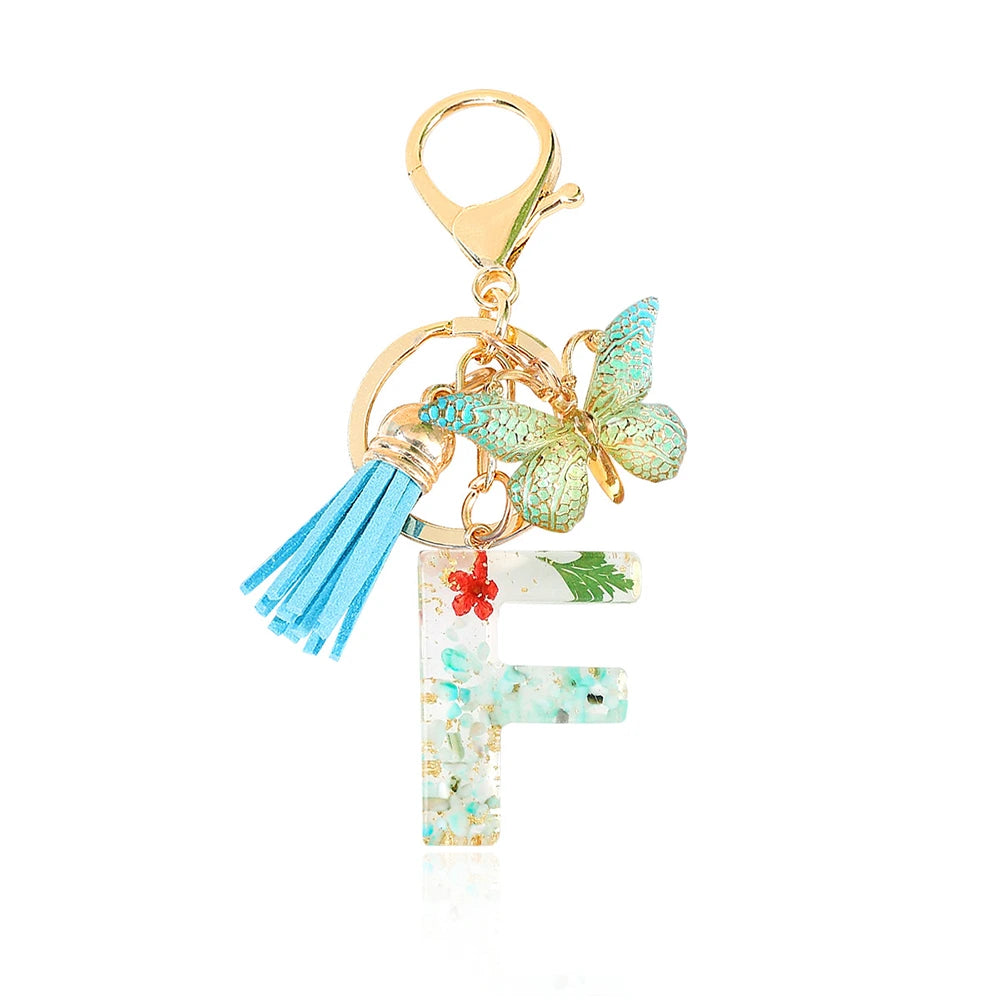 Green Letter Keychain Bag Charm