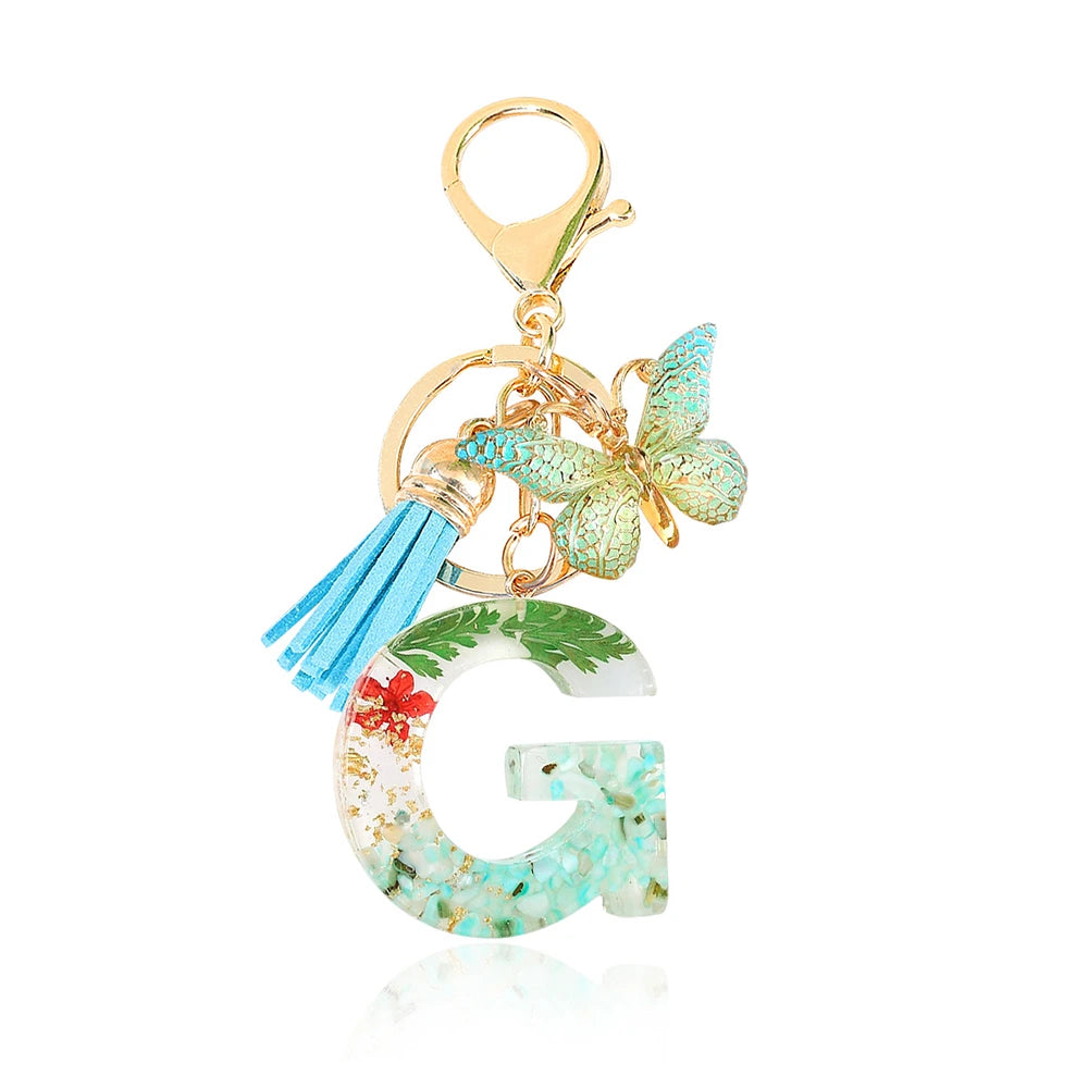 Green Letter Keychain Bag Charm