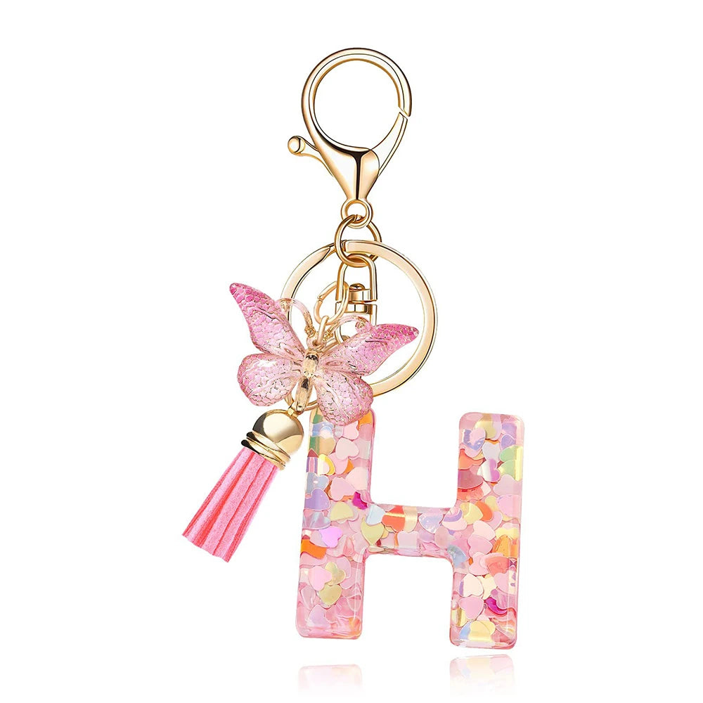 Pink Butterfly Letter Bag Charm