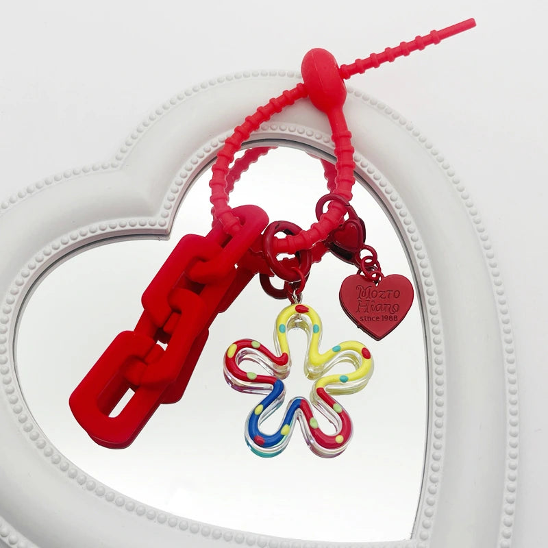 Hand-Painted Flower Bag Charm
