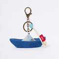 Handmade denim sailboat bag charm
