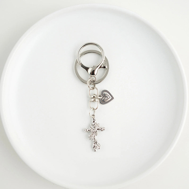 Heart Cross Keychain