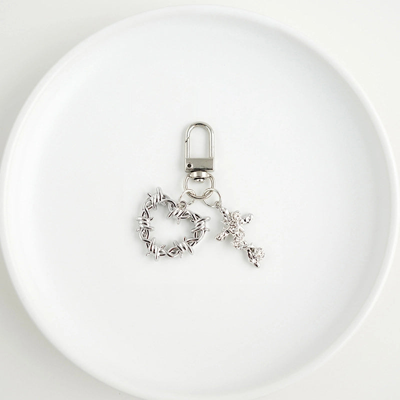 Heart Cross Keychain