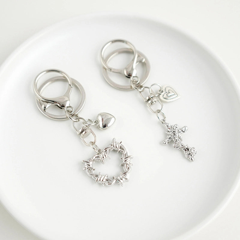 Heart Cross Keychain