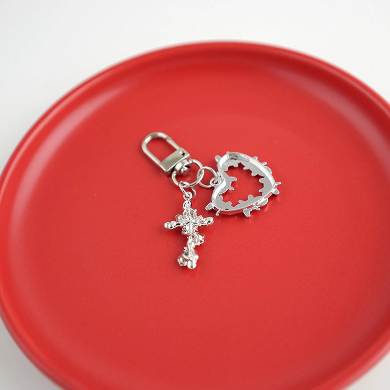 Heart Cross Keychain