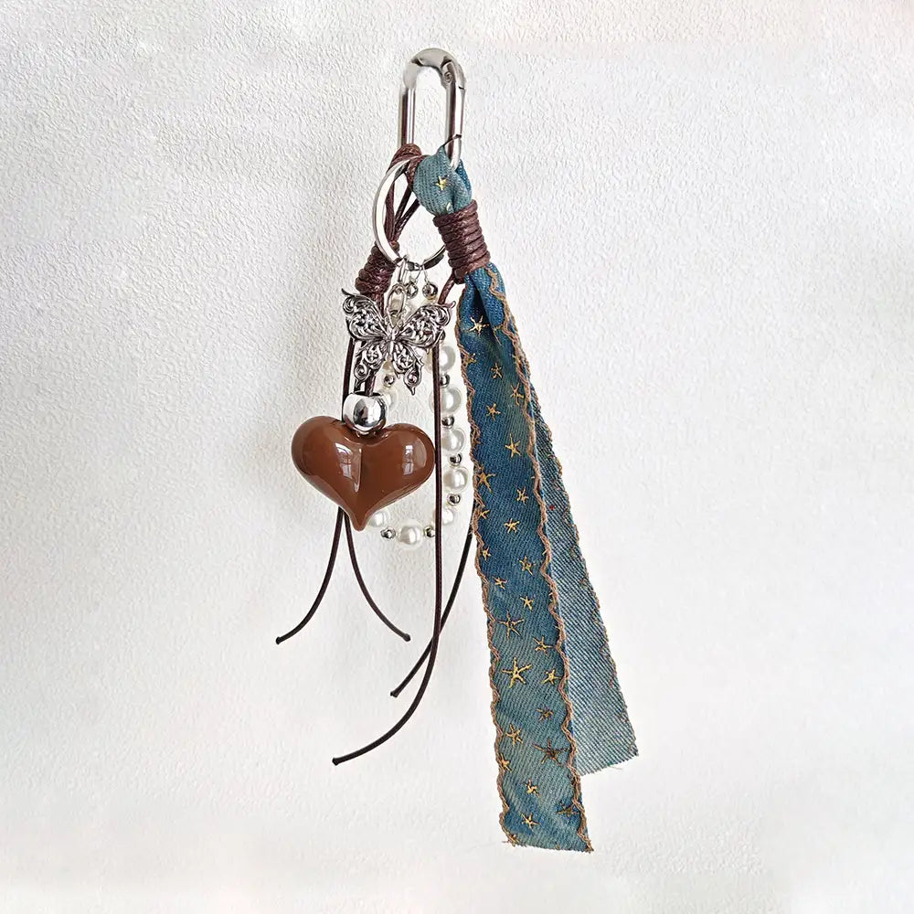 Heart Denim Bag Charm