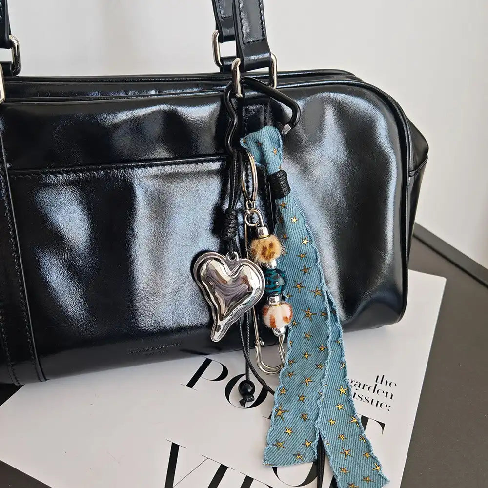 Heart Denim Bag Charm
