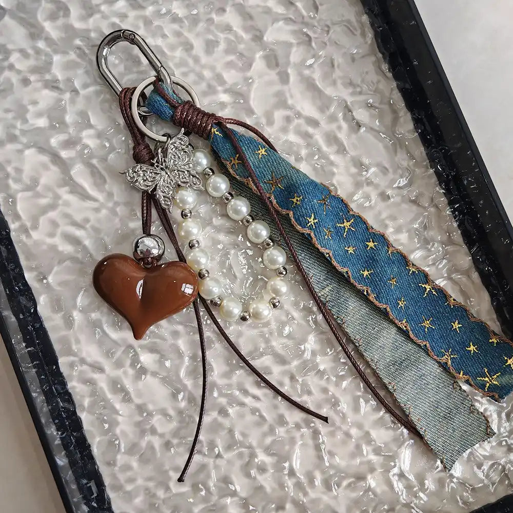 Heart Denim Bag Charm