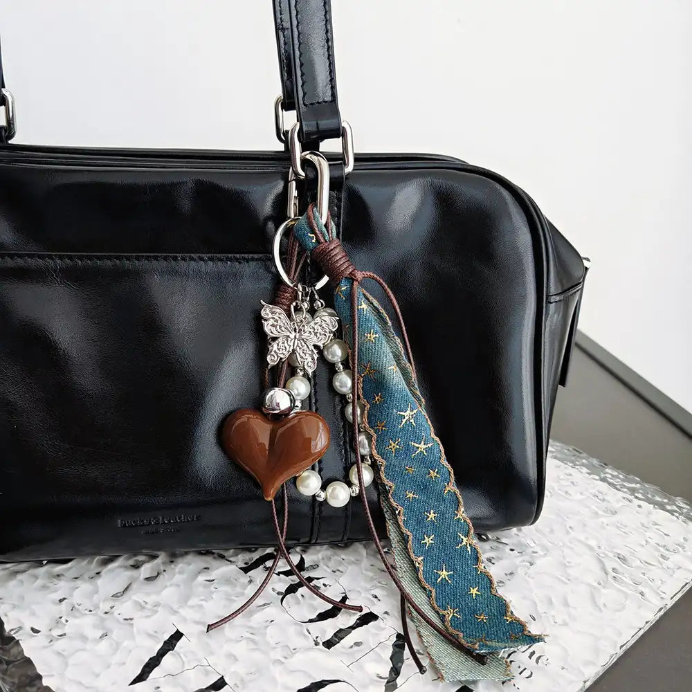 Heart Denim Bag Charm