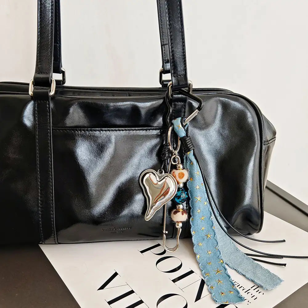 Heart Denim Bag Charm