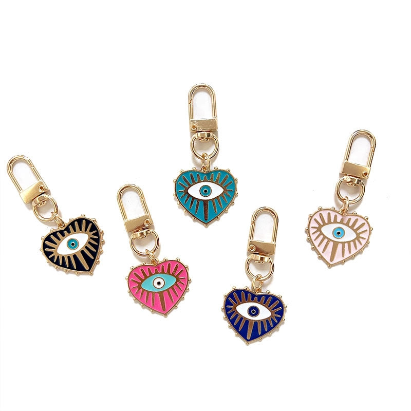Heart Evil Eye Bag Charm