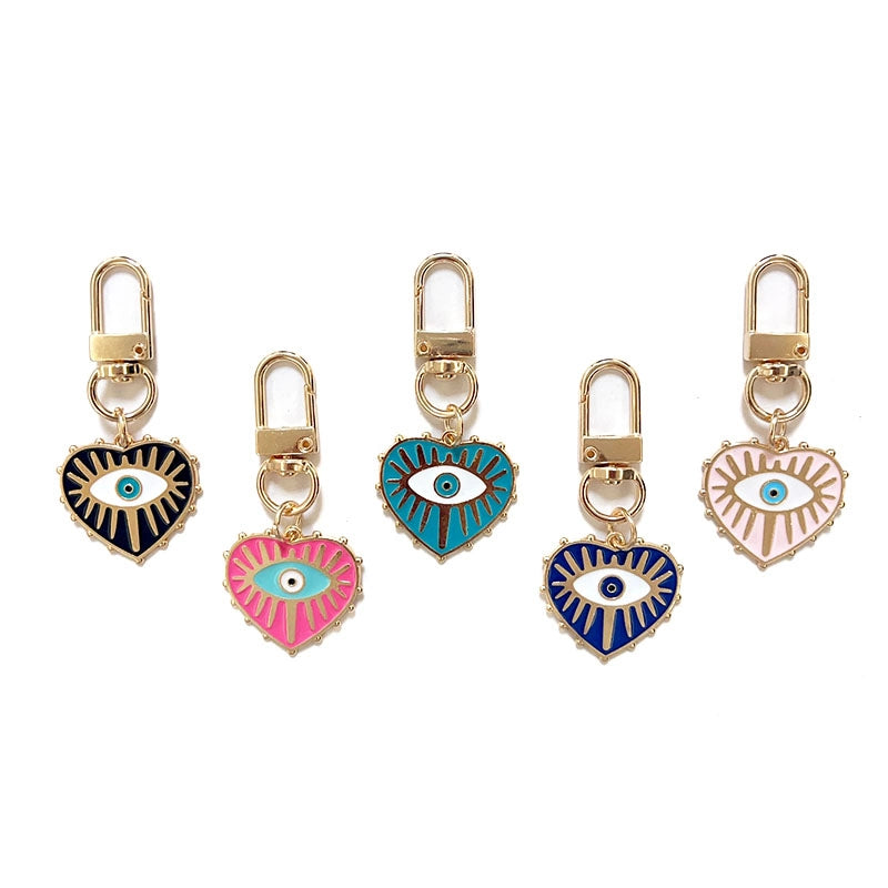 Heart Evil Eye Bag Charm