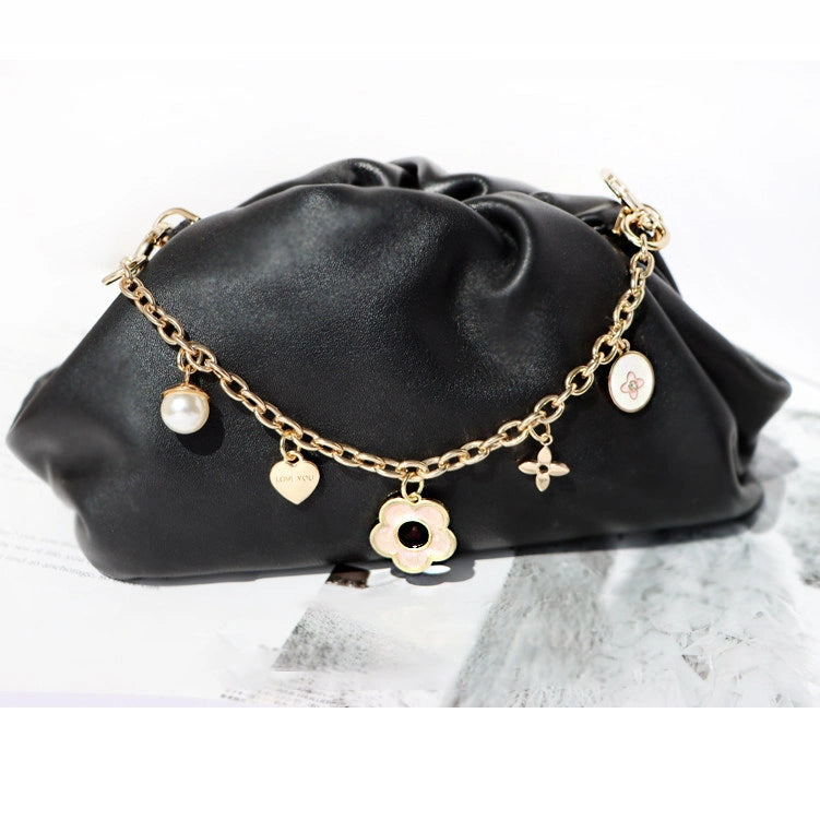 Heart Flower Pearl Bag Chain