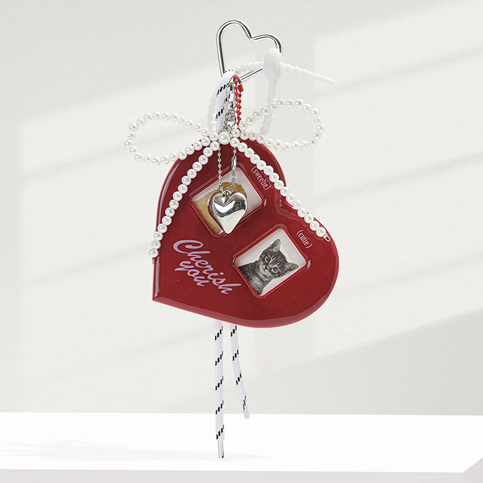 Heart Photo Card Bag Charm