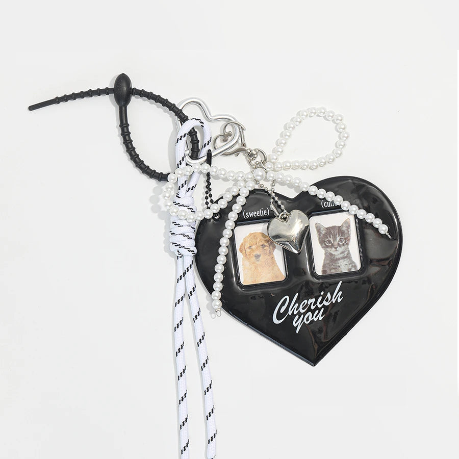Heart Photo Card Bag Charm