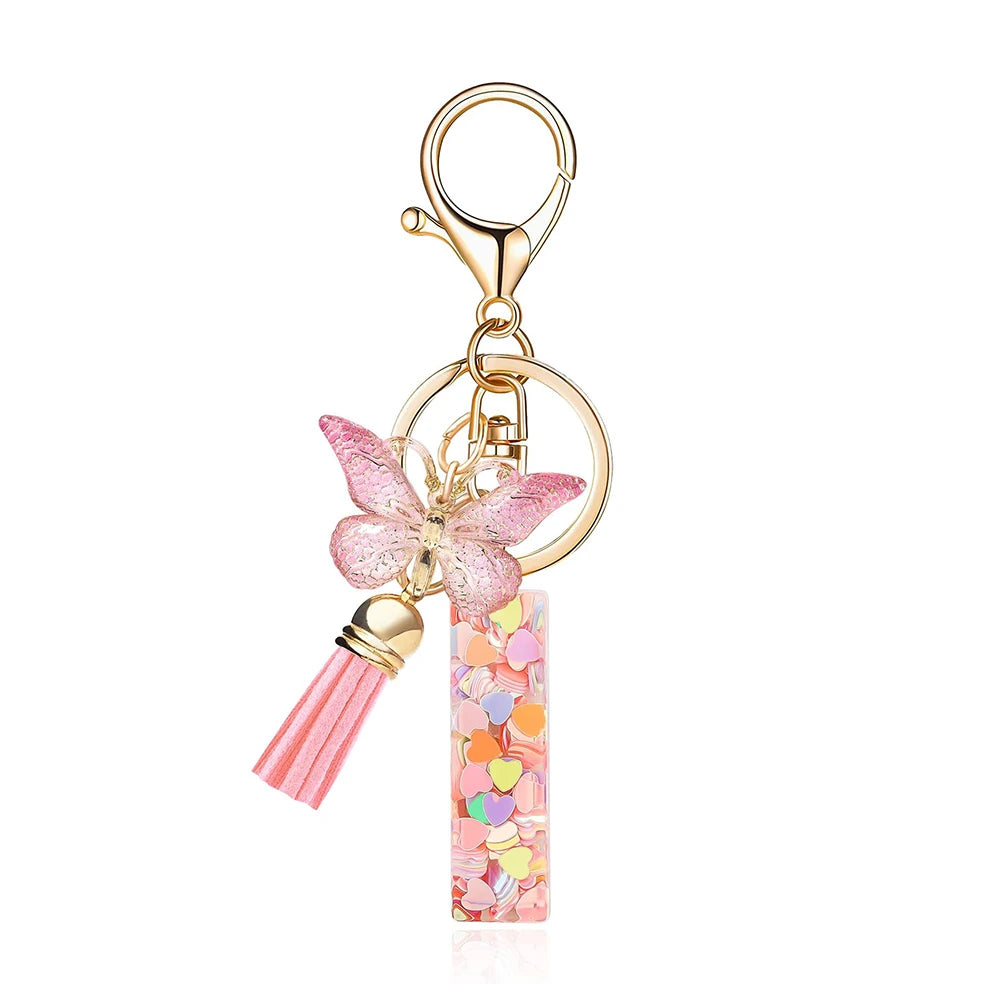 Pink Butterfly Letter Bag Charm