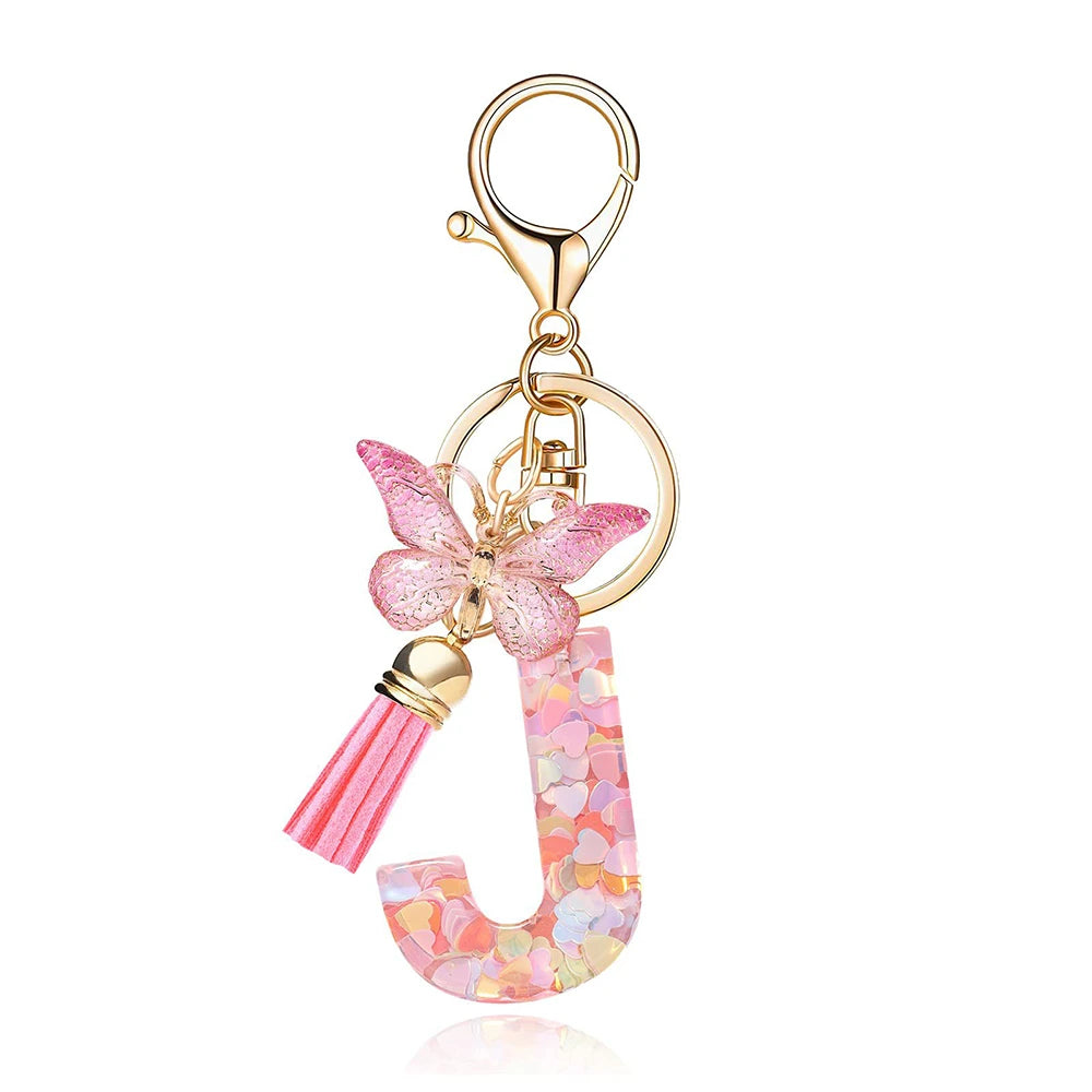 Pink Butterfly Letter Bag Charm