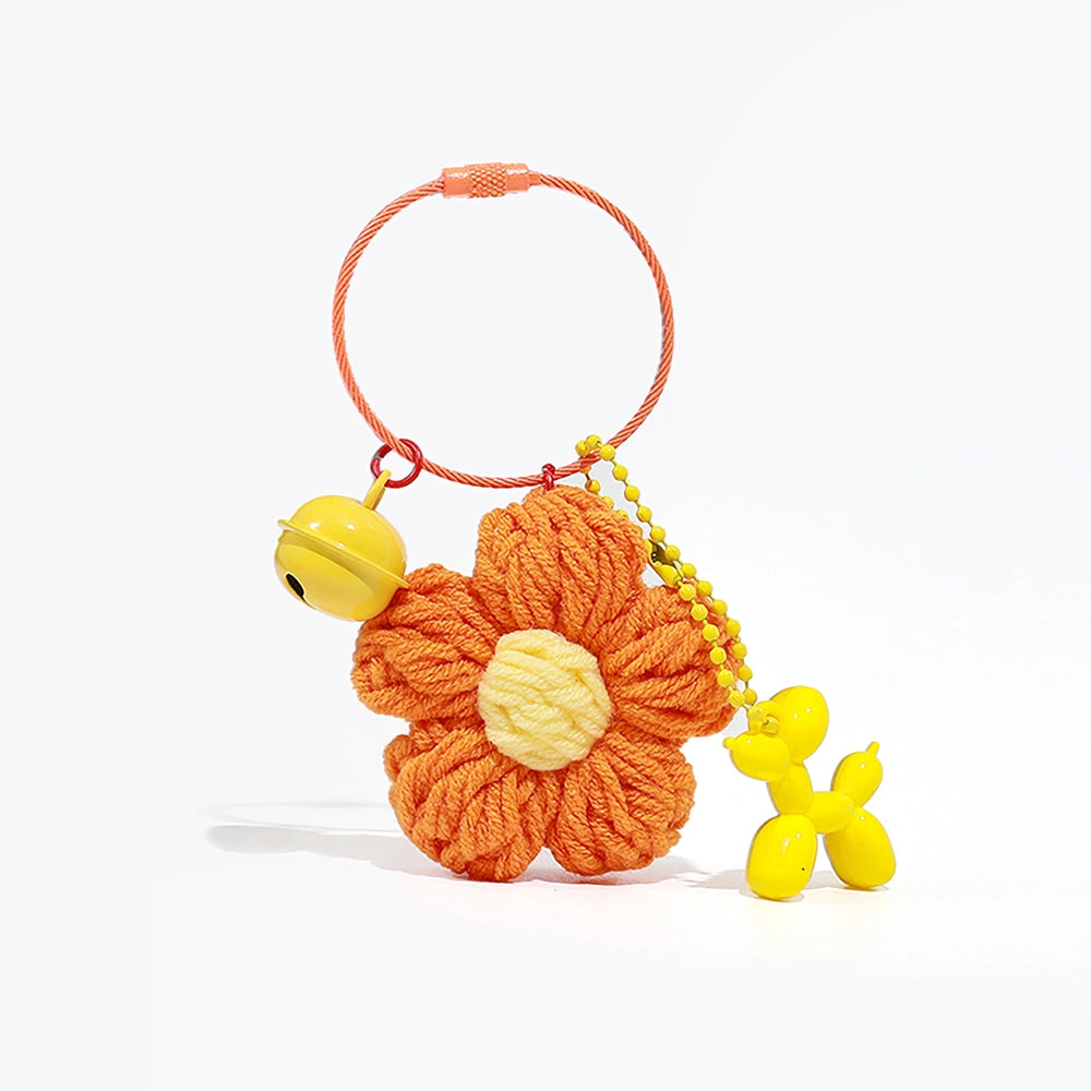 Knitted Flower Bag Charm