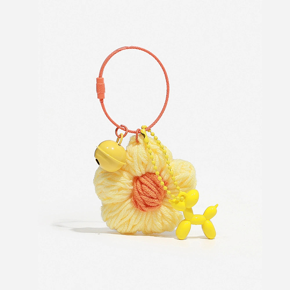 Knitted Flower Bag Charm