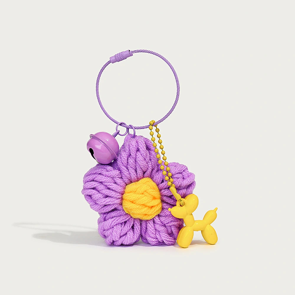 Knitted Flower Bag Charm