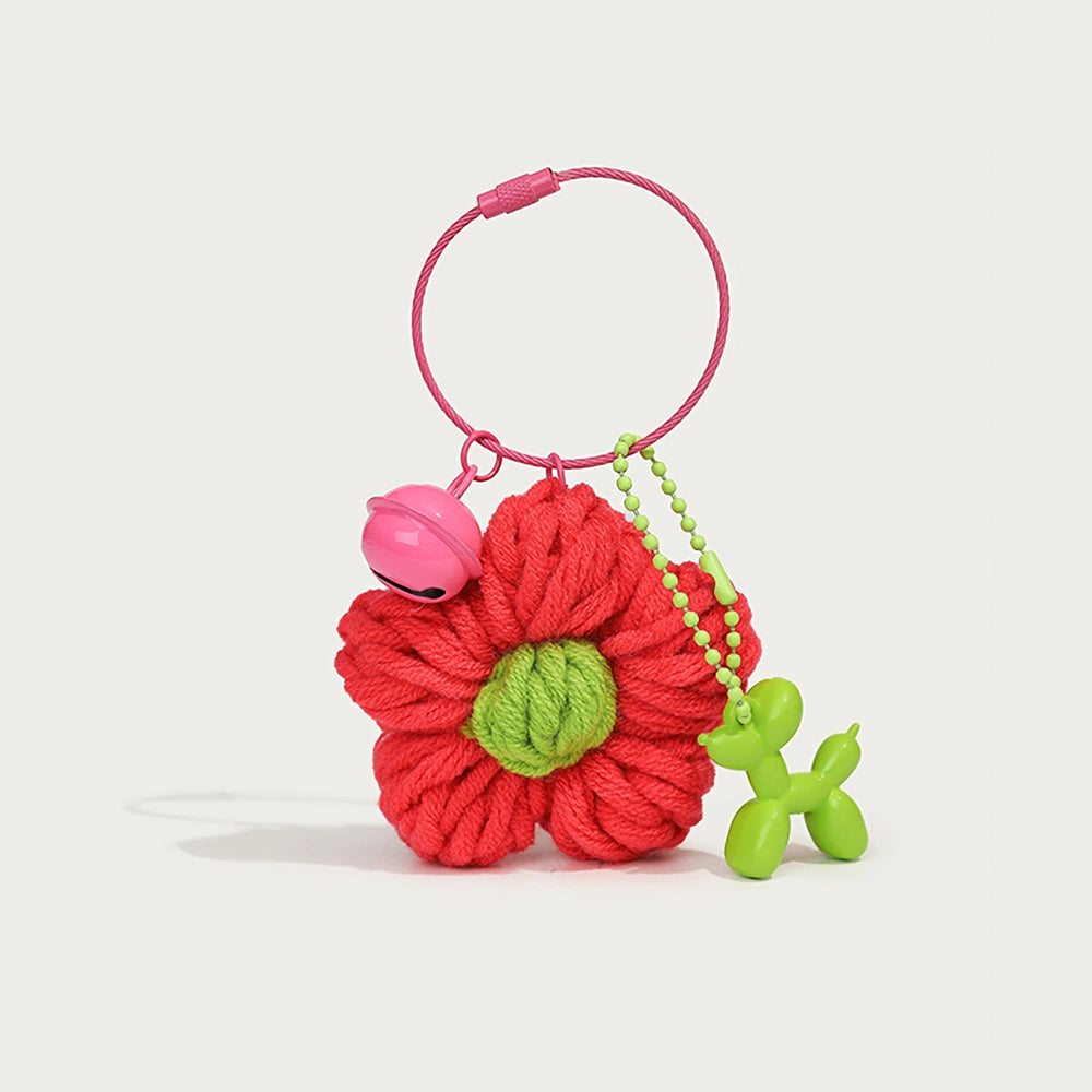 Knitted Flower Bag Charm