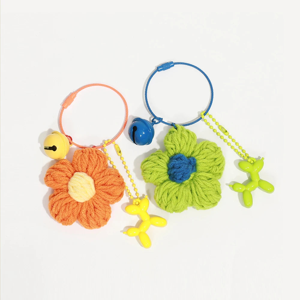 Knitted Flower Bag Charm