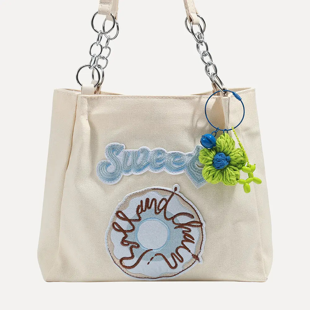 Knitted Flower Bag Charm