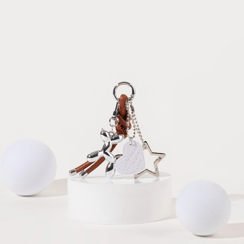 Knotted Heart Balloon Dog Bag Charm