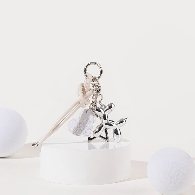 Knotted Heart Balloon Dog Bag Charm