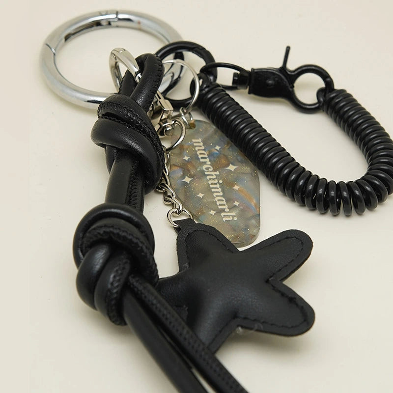 Leather Braided Rope Bag Charm