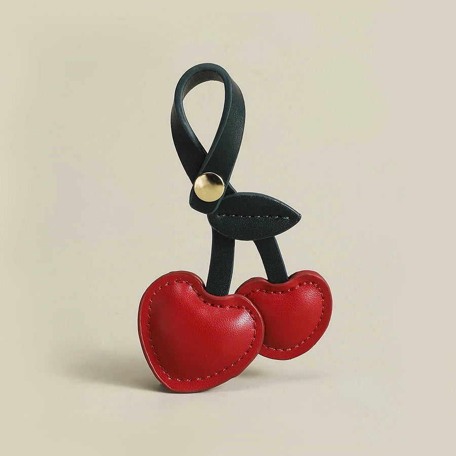 Leather Cherry Bag Charm