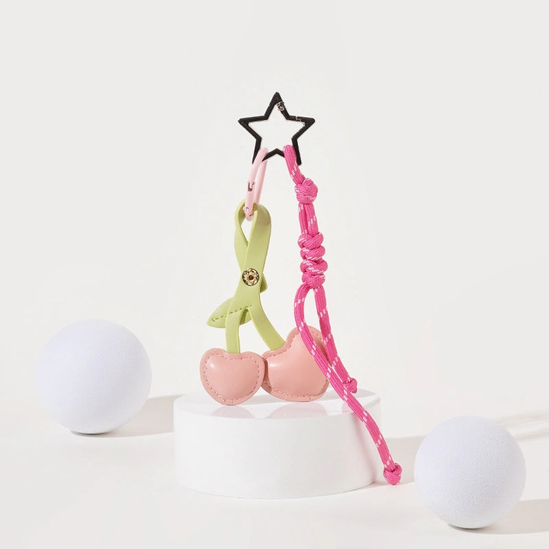 Leather Cherry Bag Charm