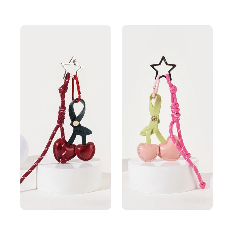 Leather Cherry Bag Charm