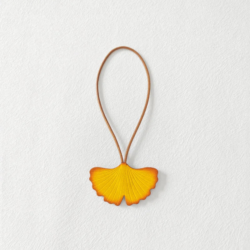Leather Ginkgo Leaf Bag Charm