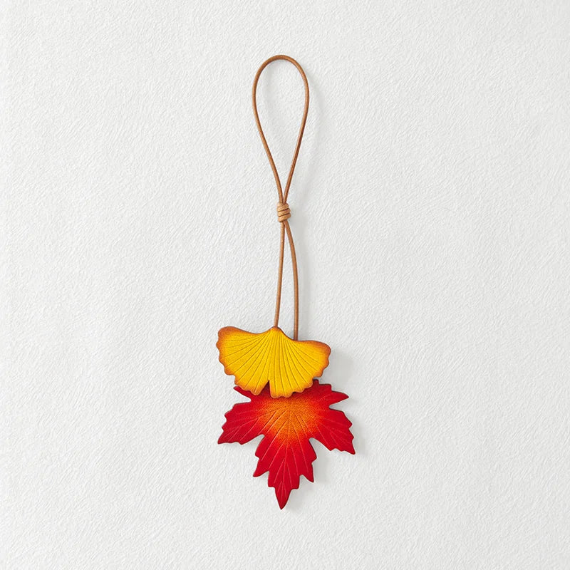 Leather Ginkgo Leaf Bag Charm