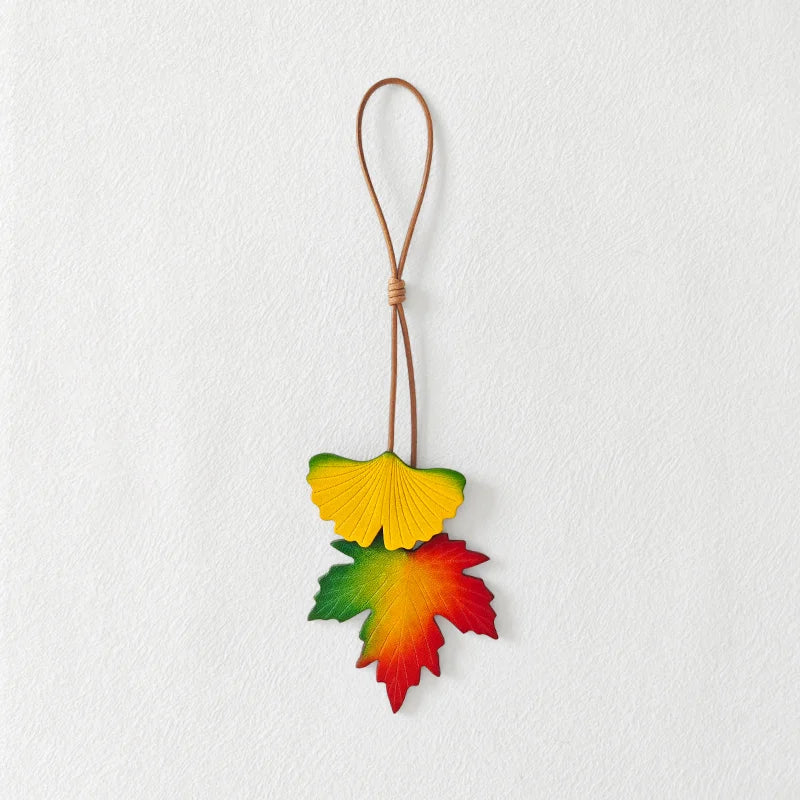 Leather Ginkgo Leaf Bag Charm