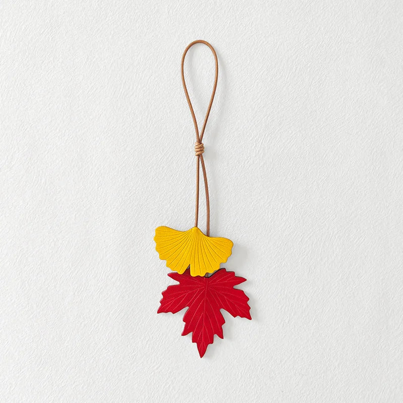Leather Ginkgo Leaf Bag Charm