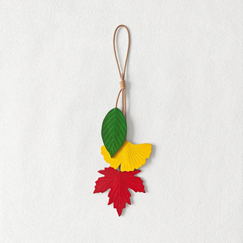 Leather Ginkgo Leaf Bag Charm
