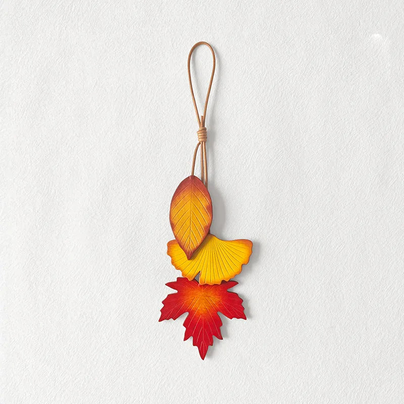Leather Ginkgo Leaf Bag Charm