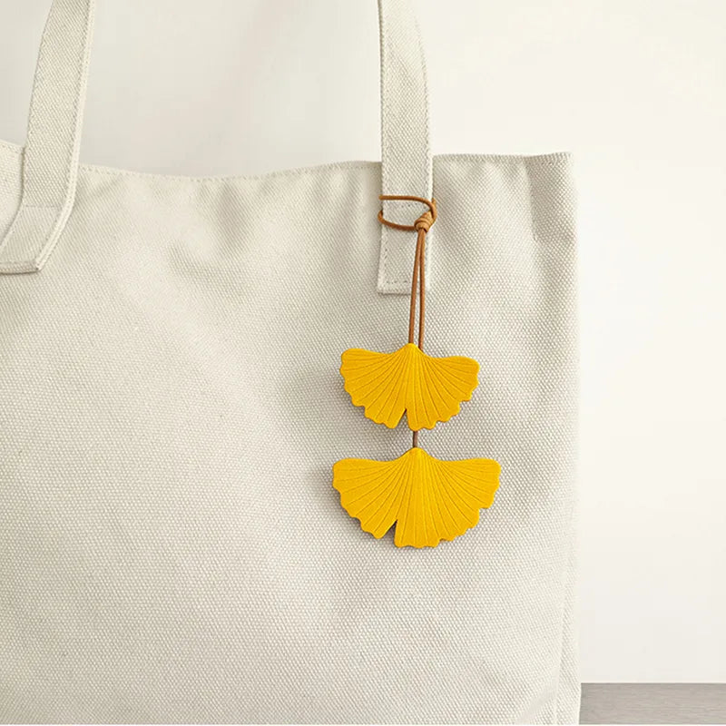 Leather Ginkgo Leaf Bag Charm