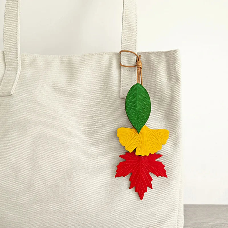 Leather Ginkgo Leaf Bag Charm