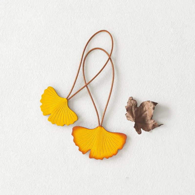 Leather Ginkgo Leaf Bag Charm